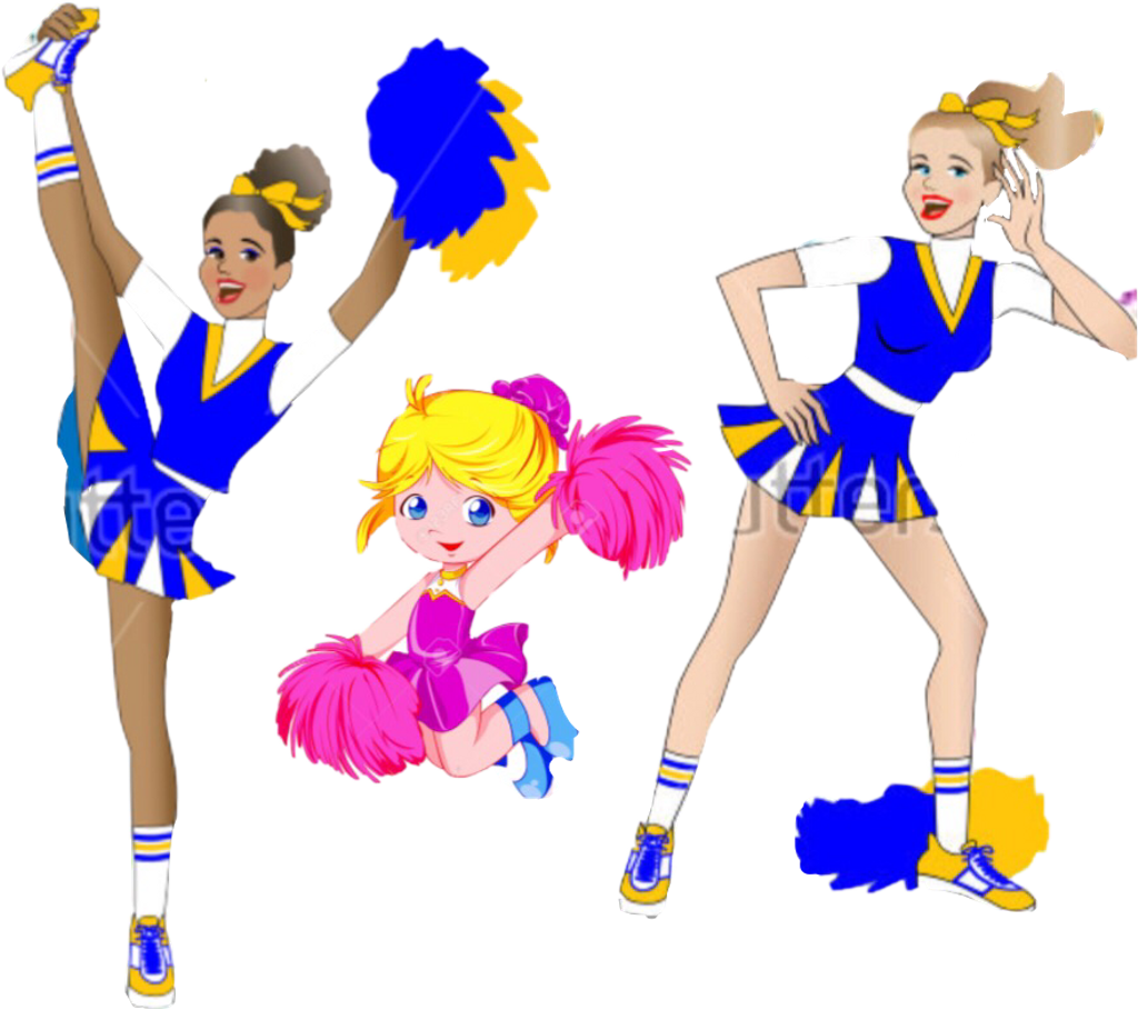 Animated Cheerleadersin Action PNG image