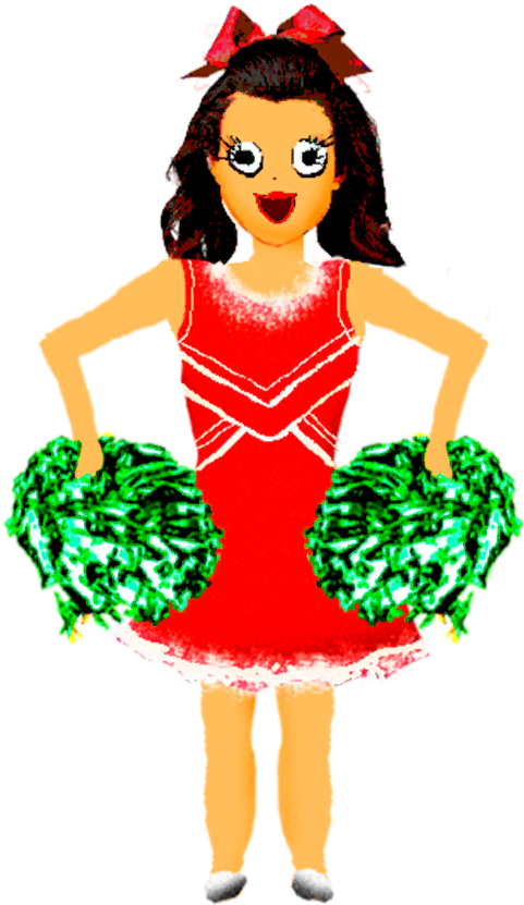 Animated Cheerleaderwith Pom Poms PNG image