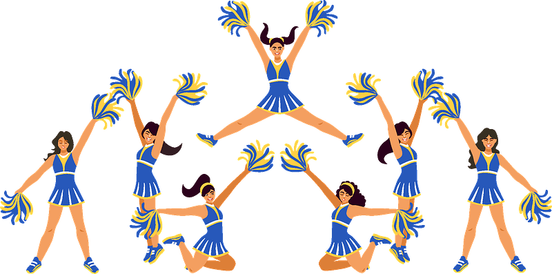 Animated Cheerleading Squad Formation PNG image