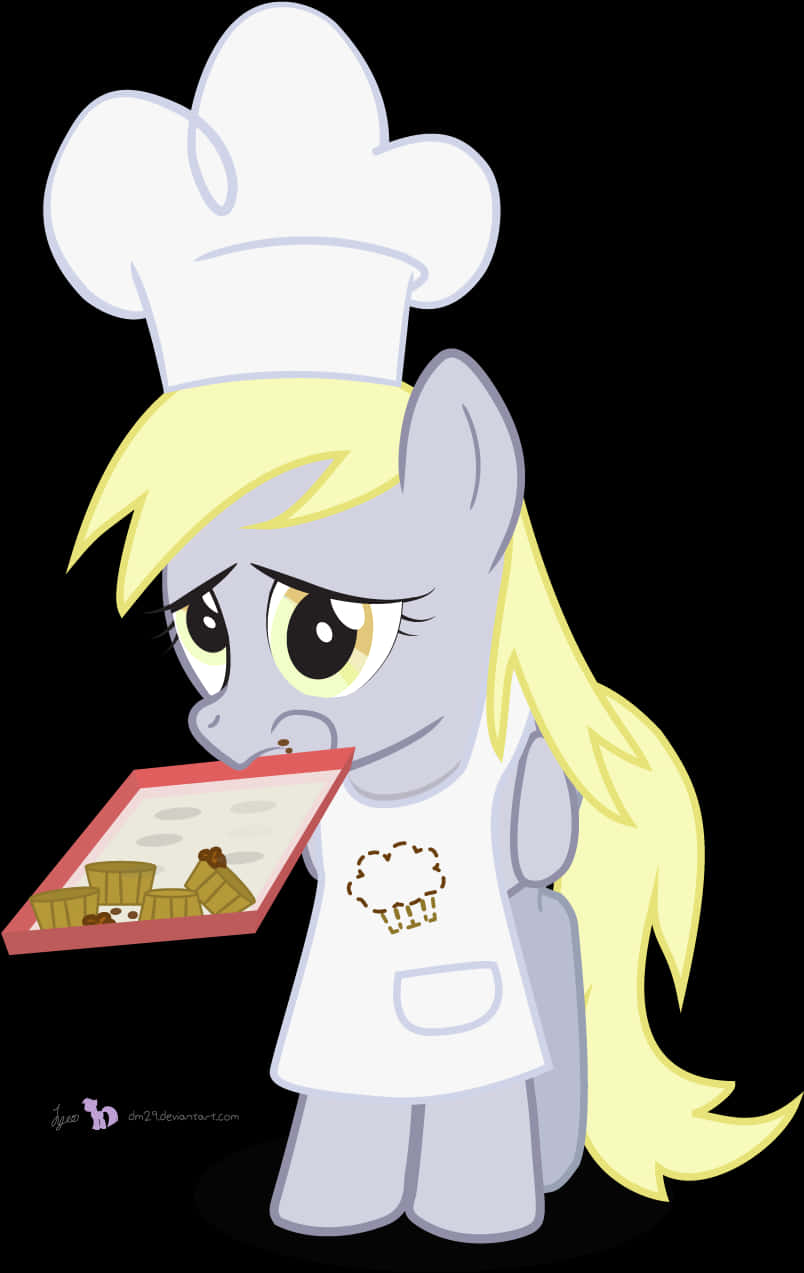 Animated Chef Ponywith Recipe PNG image