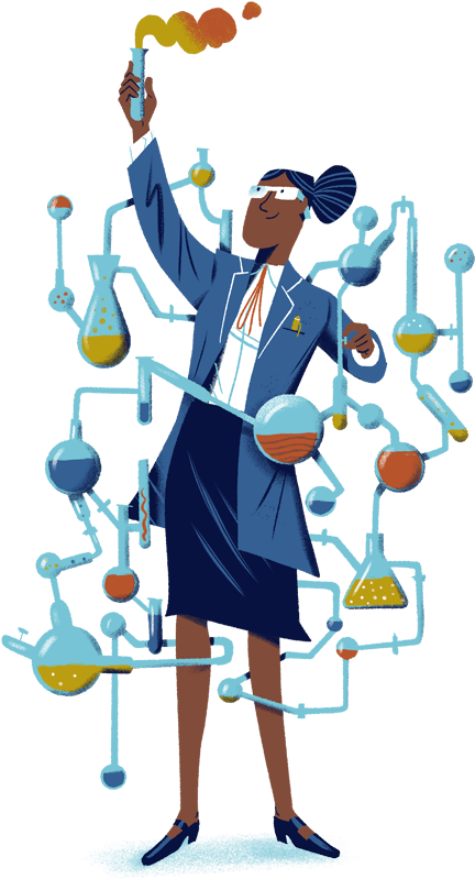 Animated Chemist Performing Experiments PNG image