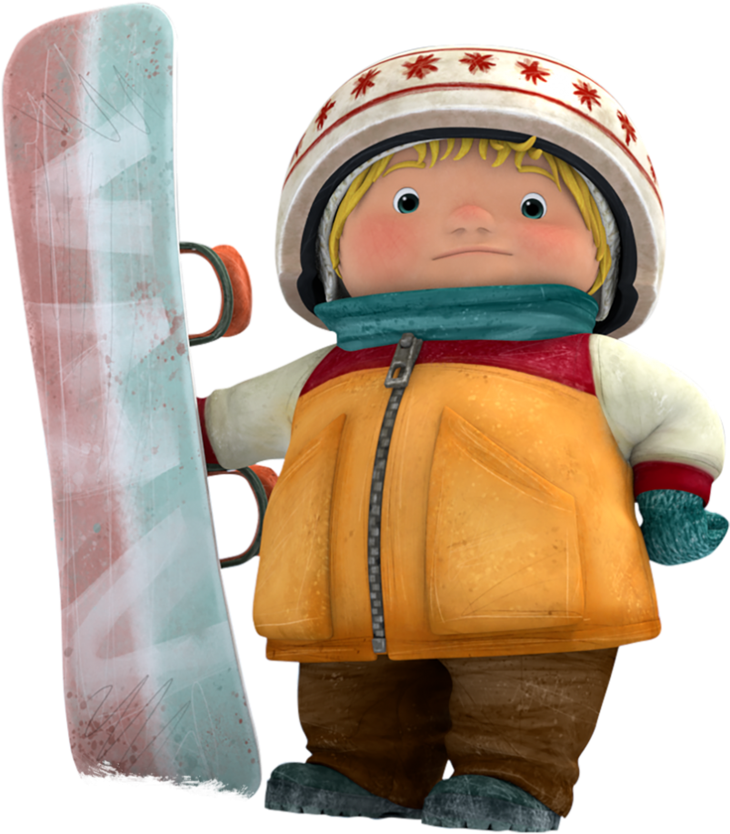 Animated Child Snowboarder Readyfor Snowboarding PNG image