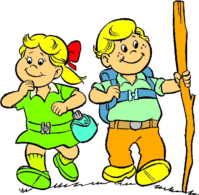 Animated Children Hiking Adventure PNG image