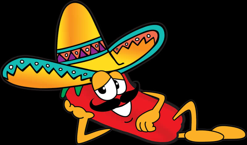 Animated Chili Pepper Wearing Sombrero PNG image