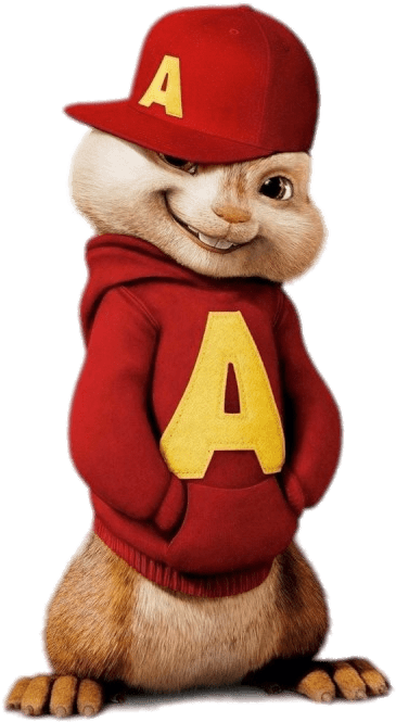 Animated Chipmunk Red Hoodie Cap PNG image