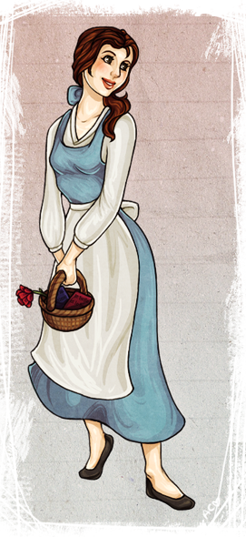 Animated Classic Princess With Basket PNG image