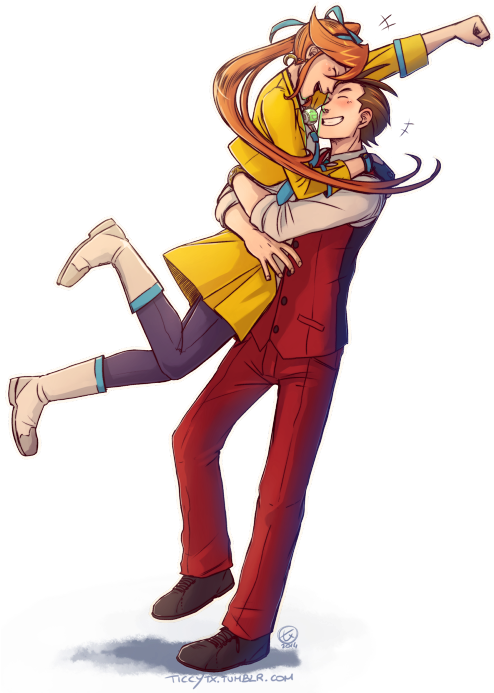 Animated Couple Celebratory Hug PNG image