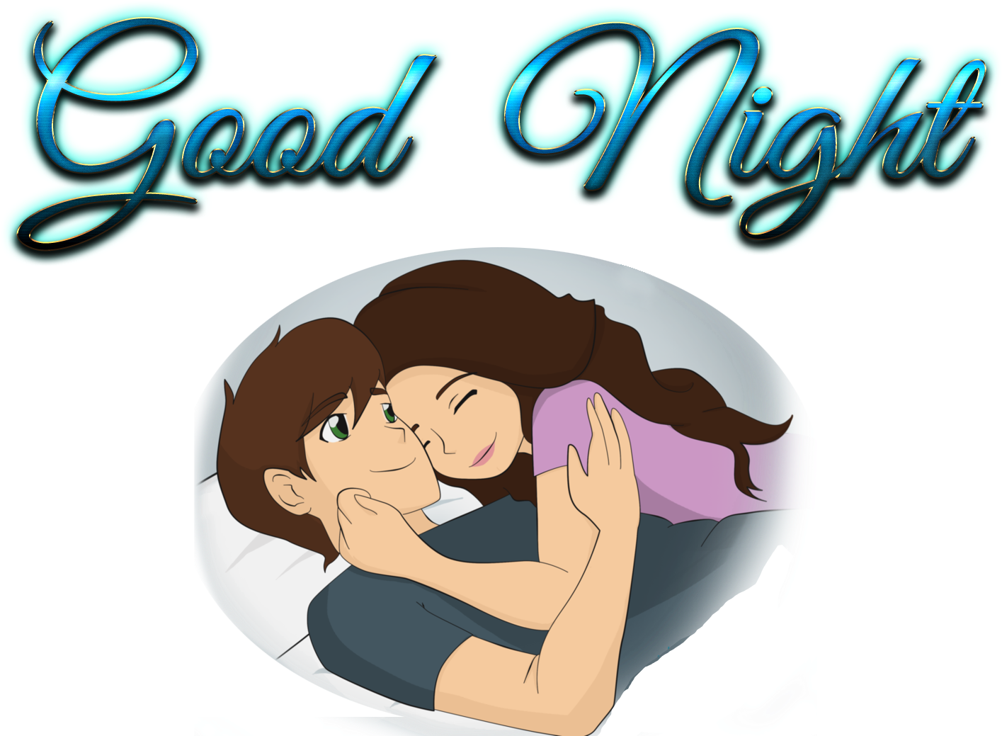 Animated Couple Good Night PNG image