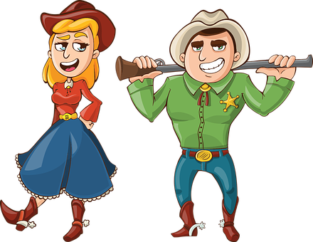 Animated Cowboyand Cowgirl Cartoon_ Characters PNG image