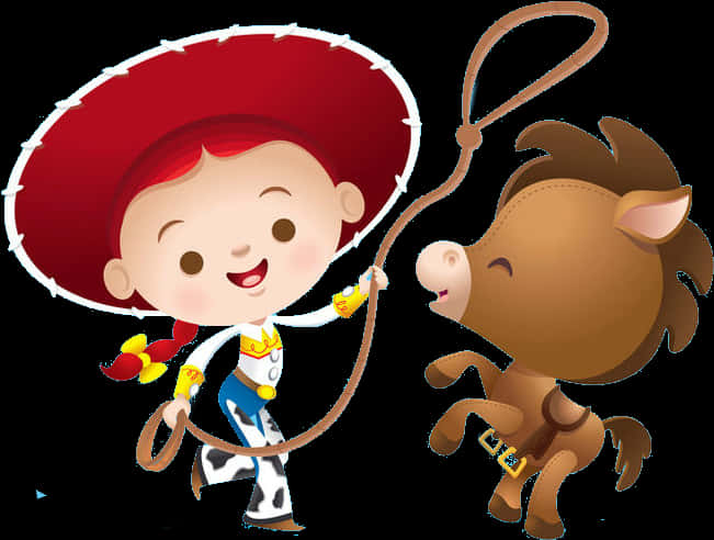 Animated Cowboyand Horse Playtime PNG image