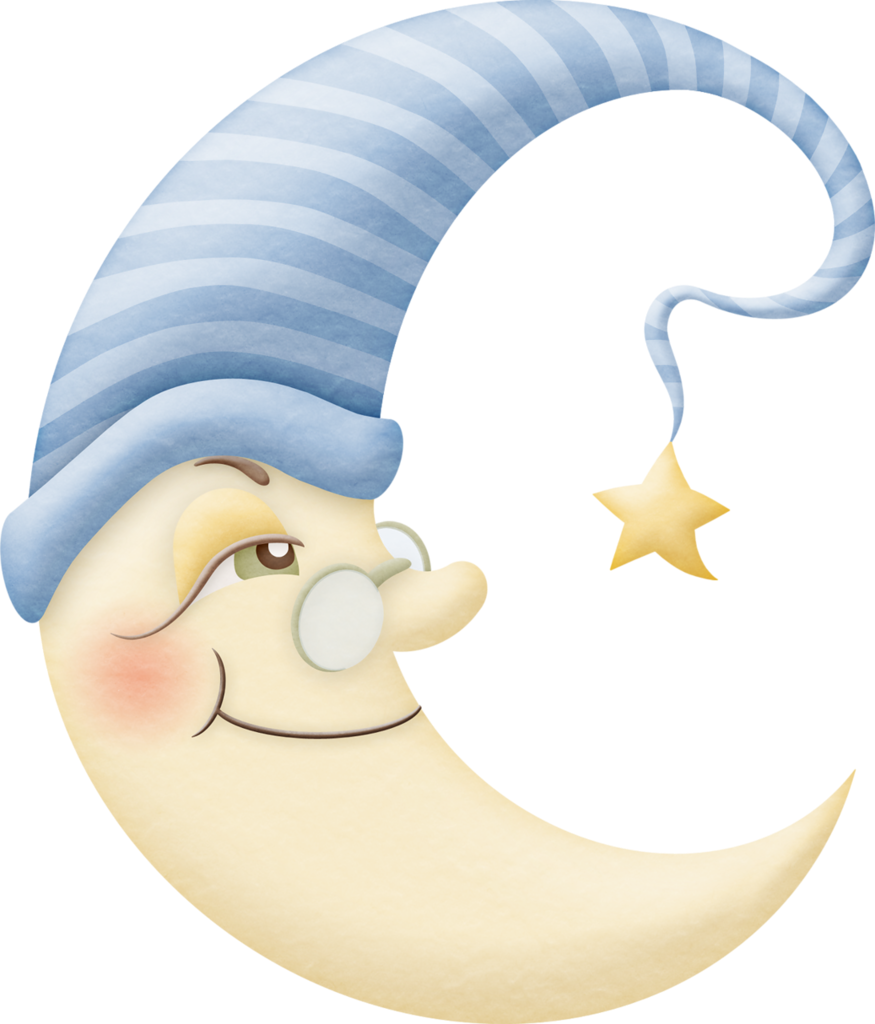 Animated Crescent Moonwith Hatand Star PNG image