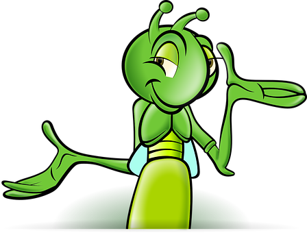 Animated Cricket Character PNG image