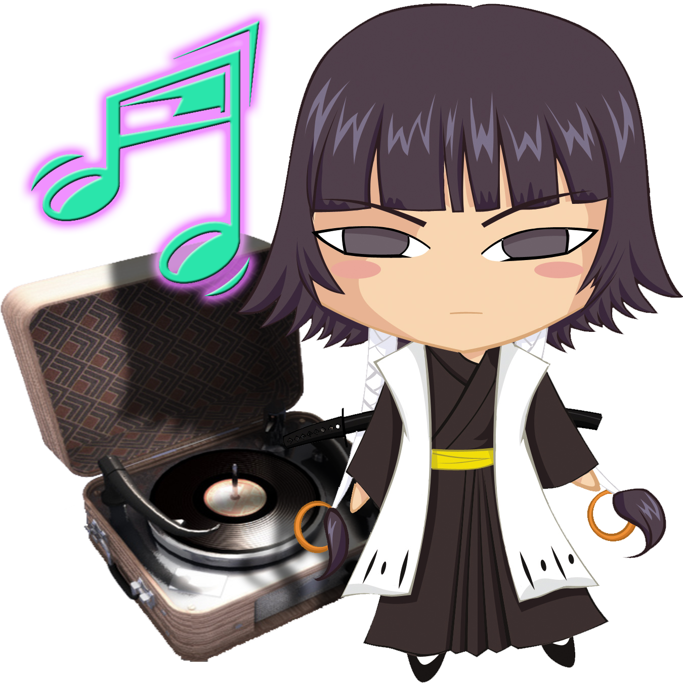Animated D J Characterwith Vinyl Record Player PNG image