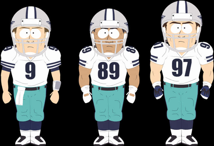 Animated Dallas Cowboys Players Cartoon PNG image