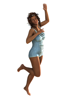 Animated Dancerin Blue Dress PNG image