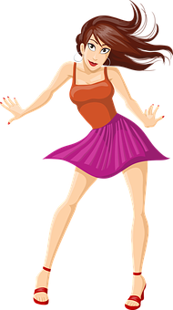 Animated Dancing Girl Illustration PNG image