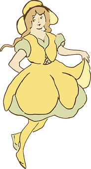 Animated Dancing Girlin Yellow Dress PNG image