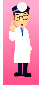Animated Doctor Giving Peace Sign PNG image