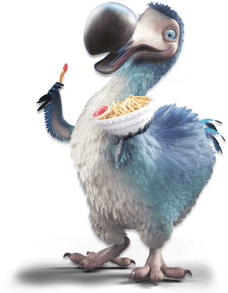 Animated Dodo Holding Fries PNG image