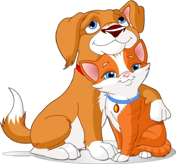 Animated Dogand Cat Friends PNG image