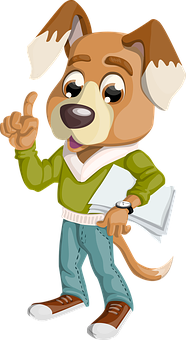 Animated Educated Dog Character PNG image