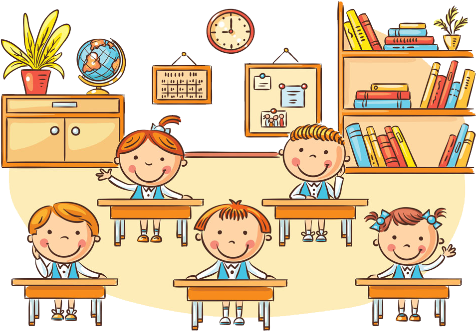 Animated Elementary Classroom Scene PNG image