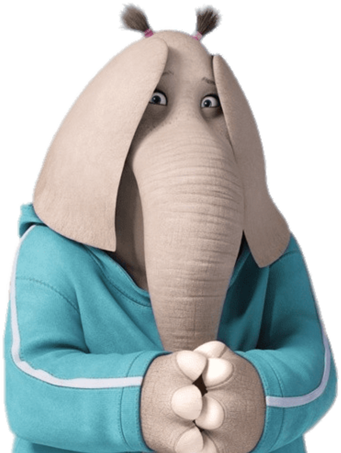 Animated Elephant Character Shy Pose PNG image