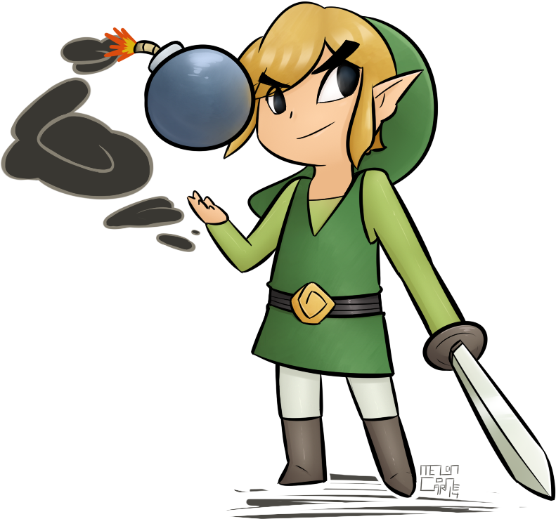 Animated Elf Hero With Bomband Sword PNG image