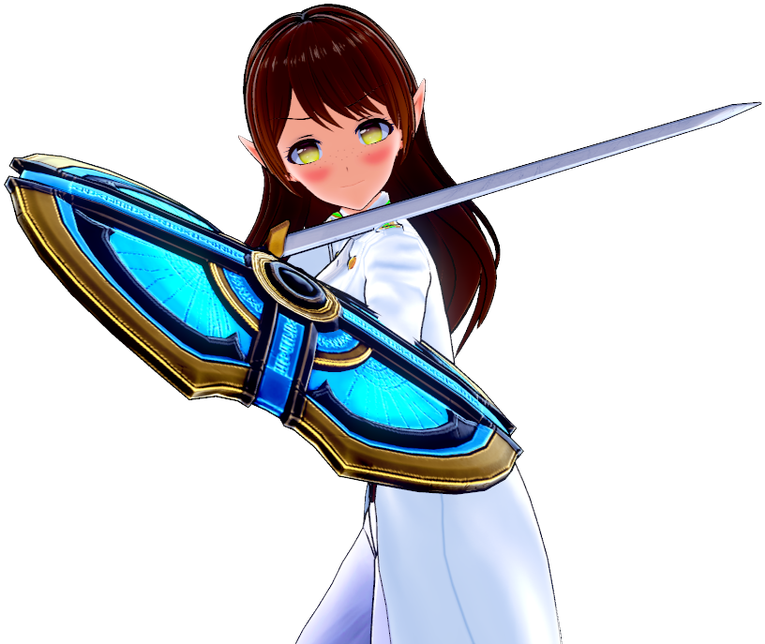 Animated Elf Wielding Magical Sword PNG image