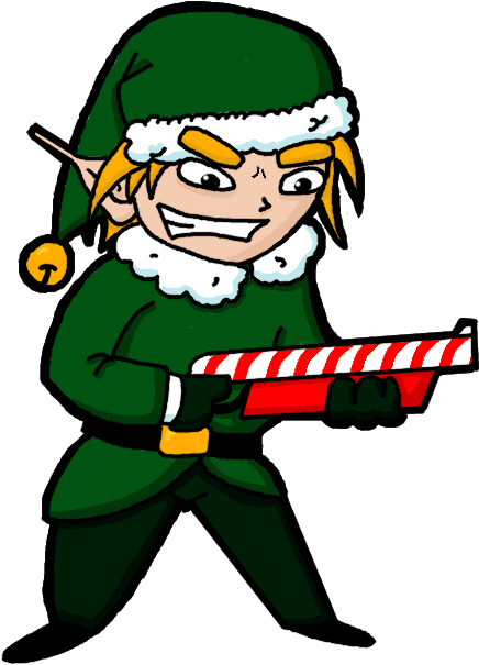 Animated Elf With Candy Cane Gun PNG image