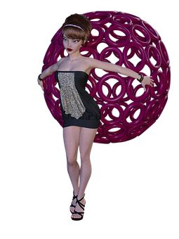 Animated Fashion Modelwith Abstract Background PNG image