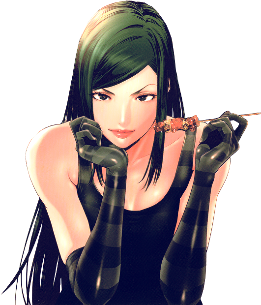 Animated Female Character Green Hair PNG image