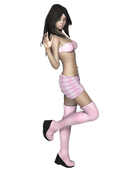 Animated Female Character Pink Outfit PNG image