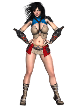 Animated_ Female_ Character_ Posing PNG image