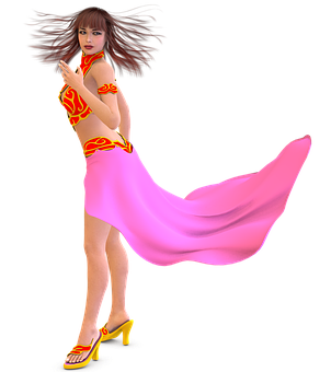 Animated Female Characterin Redand Pink Outfit PNG image