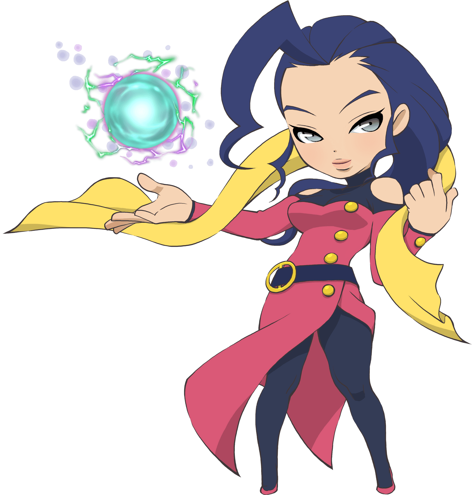 Animated Female Fighter Casting Energy Ball PNG image
