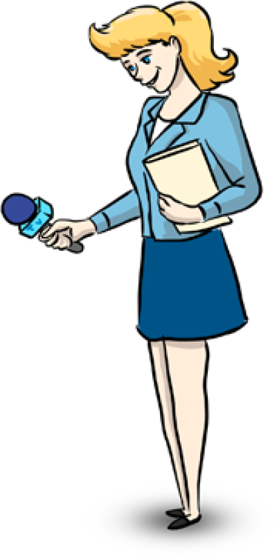 Animated Female Reporter With Microphone PNG image