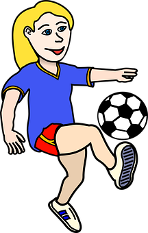 Animated Female Soccer Player Dribbling PNG image