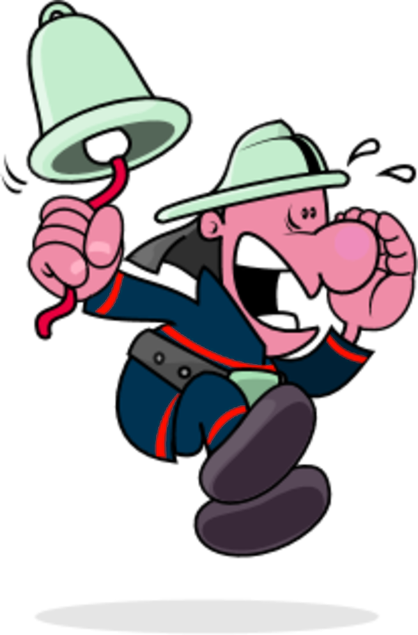 Animated Firefighter Ringing Bell PNG image