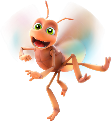 Animated Firefly Character Flying PNG image