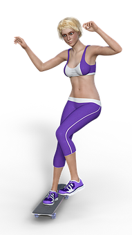 Animated Fitness Girl Workout Pose PNG image