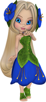 Animated Flower Fairy Girl PNG image