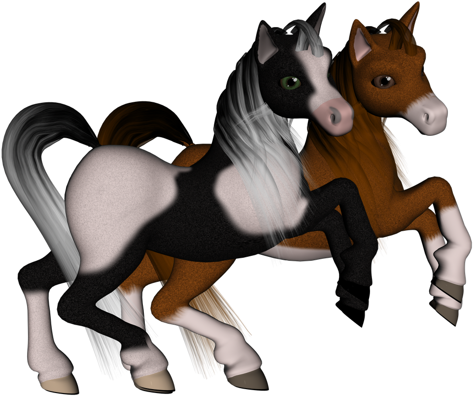 Animated Foals Playing Together PNG image