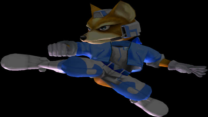 Animated Fox Character Action Pose PNG image