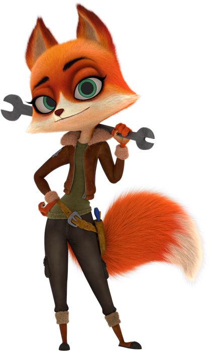 Animated Fox Mechanic Character PNG image