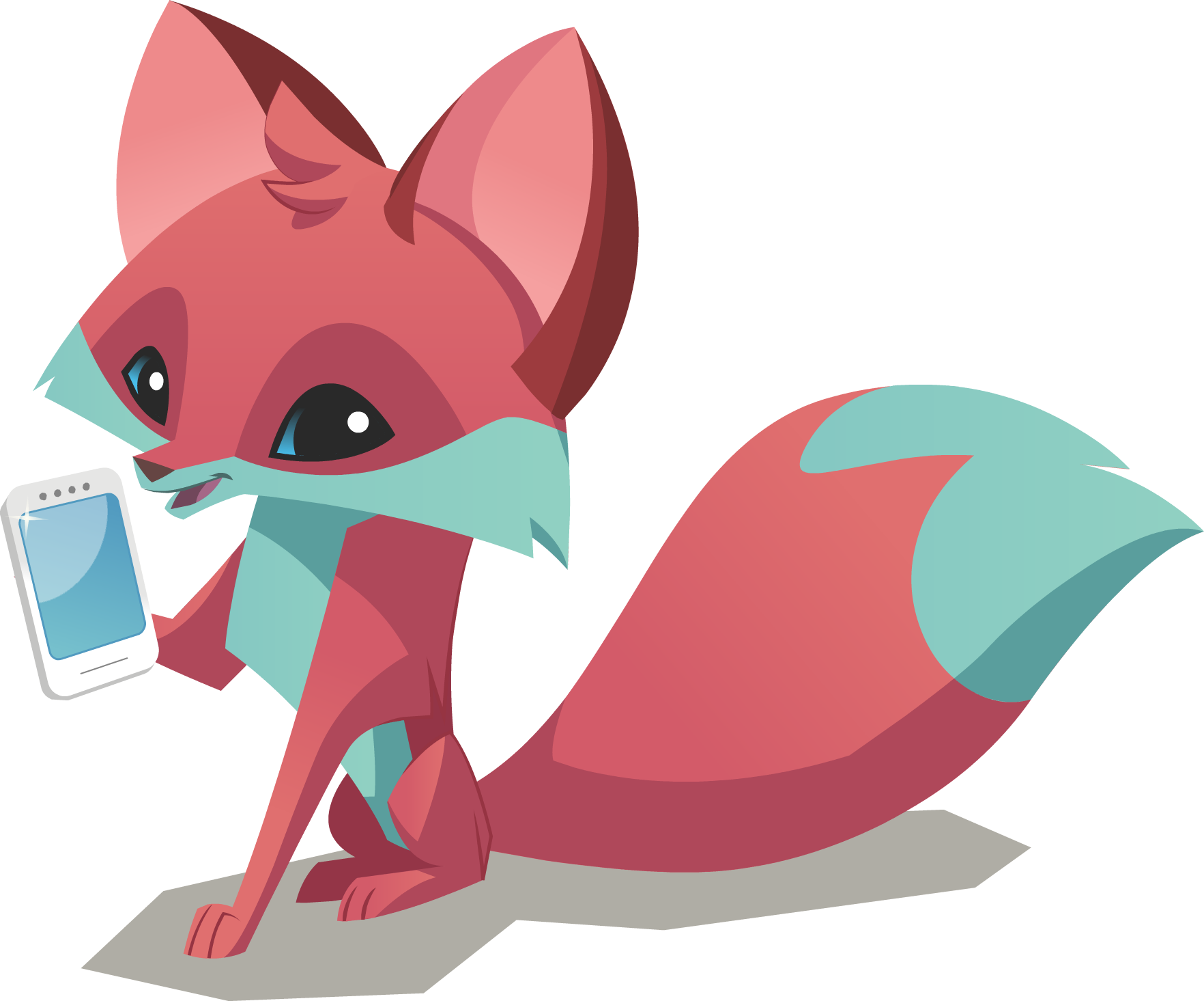Animated Foxwith Smartphone PNG image