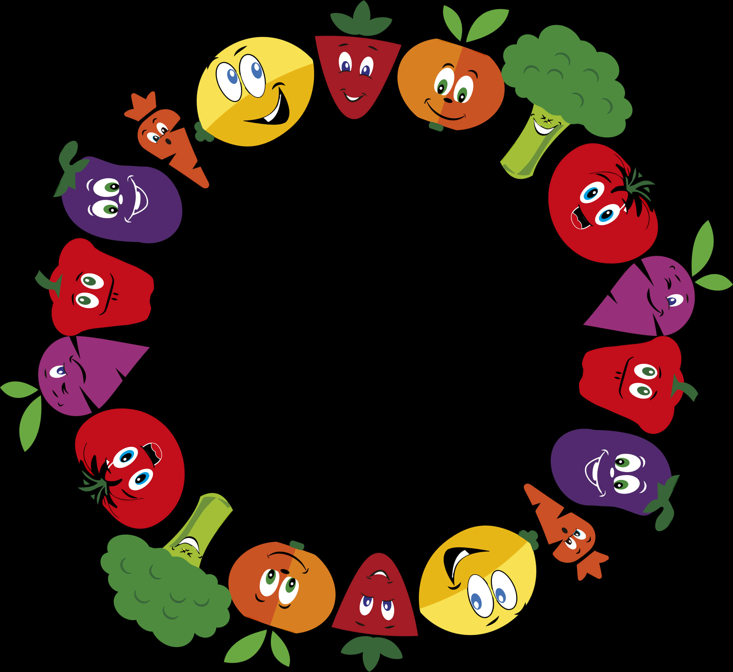 Animated Fruitsand Vegetables Circle PNG image