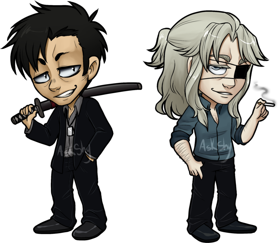 Animated Gangster Duo Cartoon PNG image
