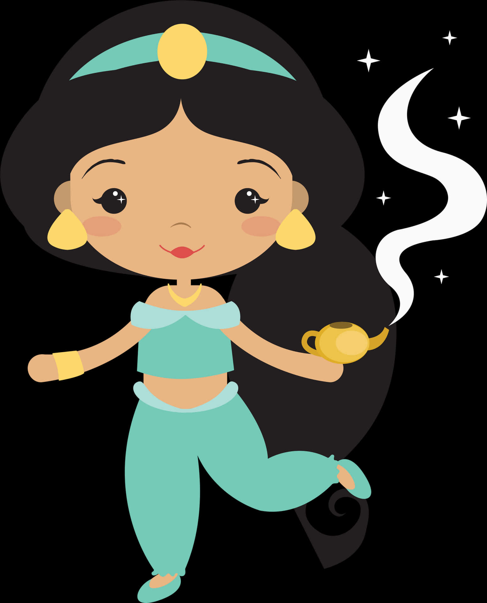 Animated Genie Girlwith Lamp PNG image