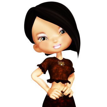 Animated Girl Character Portrait PNG image